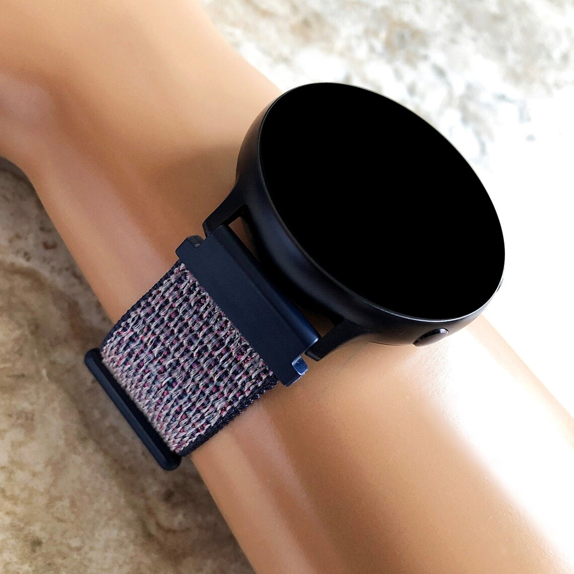 Google Pixel Watch 3 2 1 41mm Band Midnight Blue Nylon Adjustable Sports Hook and Loop Strap Bracelet Wristband Fashion Accessory Jewelry